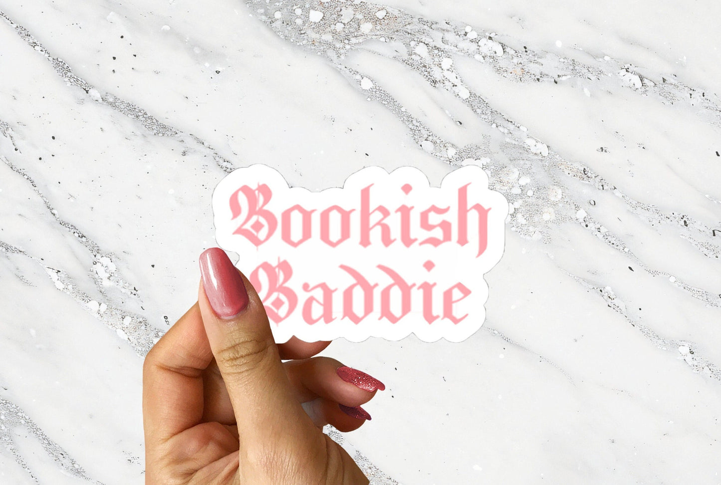 Pink Bookish Baddie Reader Funny Sticker for Bibliophile Bookstagram Friend Booktok Cute Nerdy Bookish Sticker for Book Cart Reading Journal