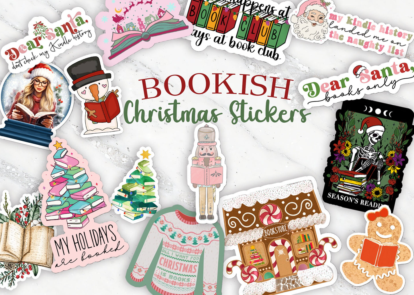 Dear Santa Bring Books Christmas Sticker for Reader Sticker Love Books BookTok Bookstagram Friend Gift for Book Club Holiday Party