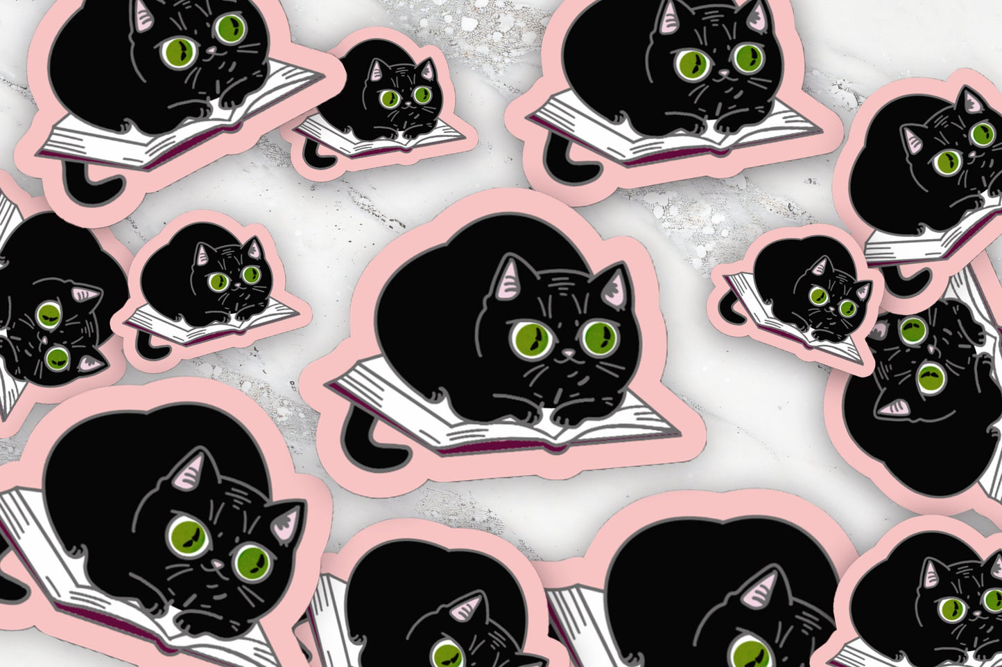 Kitty on Book Pink Bookish Sticker for Readers Cute Bookish Sticker for Book Cart Reading Journal Hydroflask Sticker Cat Lover Sticker Gift