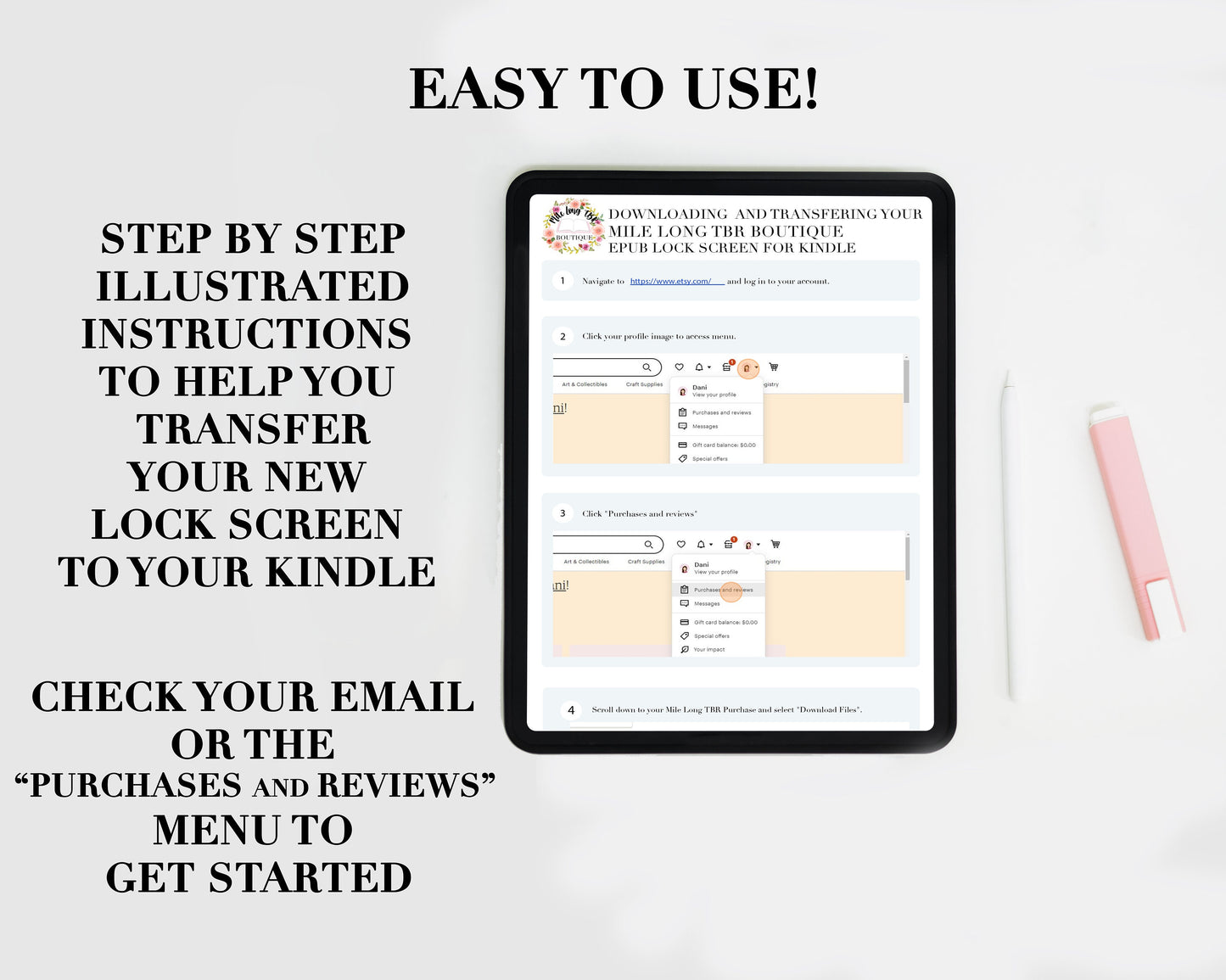 Ghosts and Flowers Soft Pastel Goth Witchy Lock Screen for use w Kindle EReader Custom Book Cover Bookstagram Bookish Spooky Book Lover