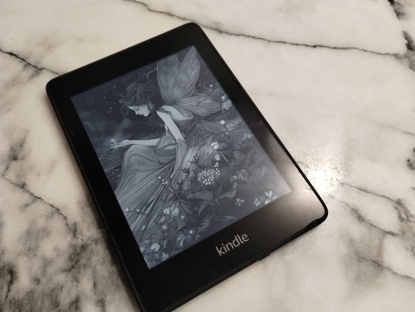 Luminous Fairy Tale Flowers Lock Screen for use w Kindle EReader Custom Book Cover Librarian Retro Bookish Fantasy Fairy Smut Book Lover