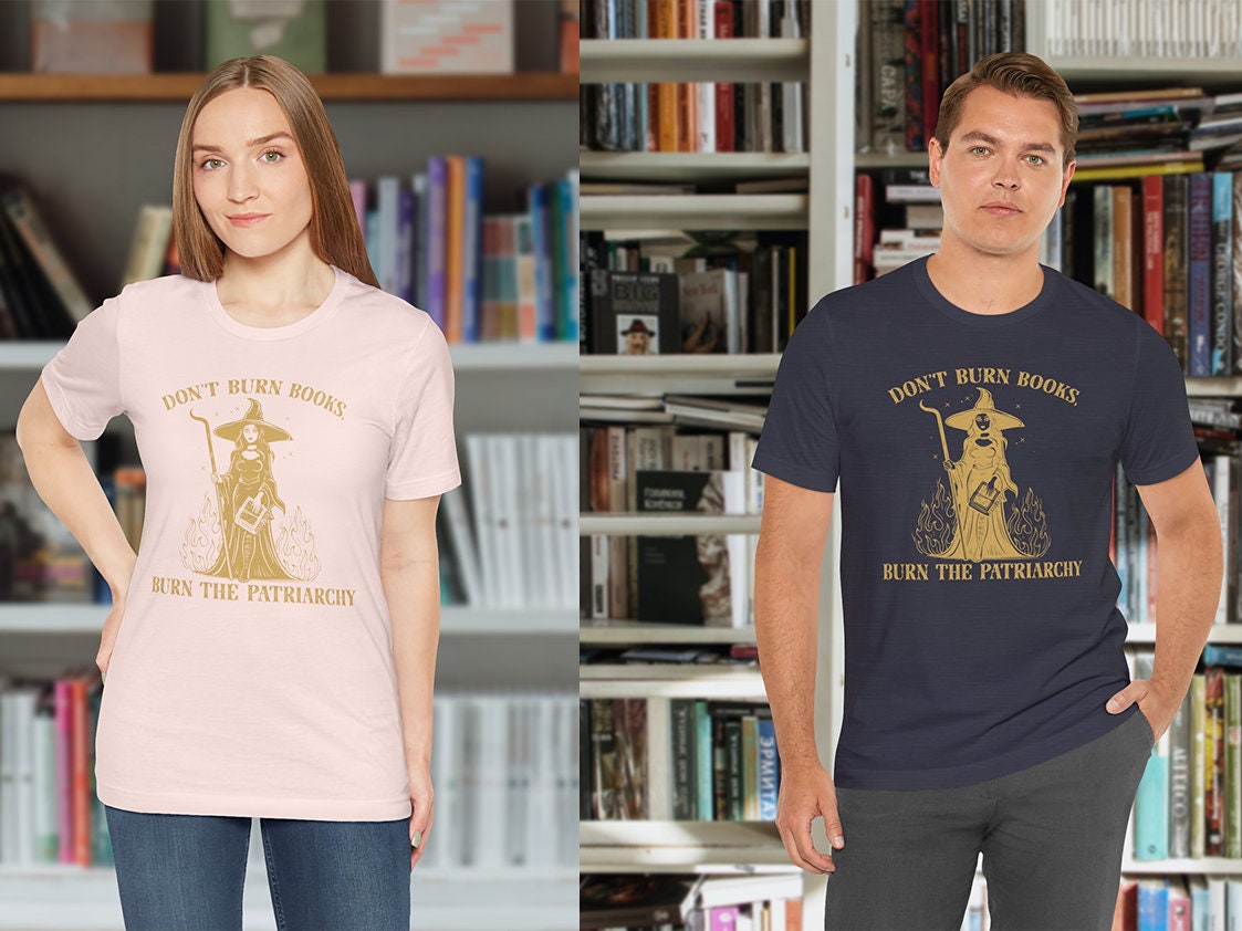 Don't Burn Books Burn the Patriarchy Witchy Anticensorship Book Witch Spooky Shirt for Reader Librarian Booktok Halloween Fall of Feminist