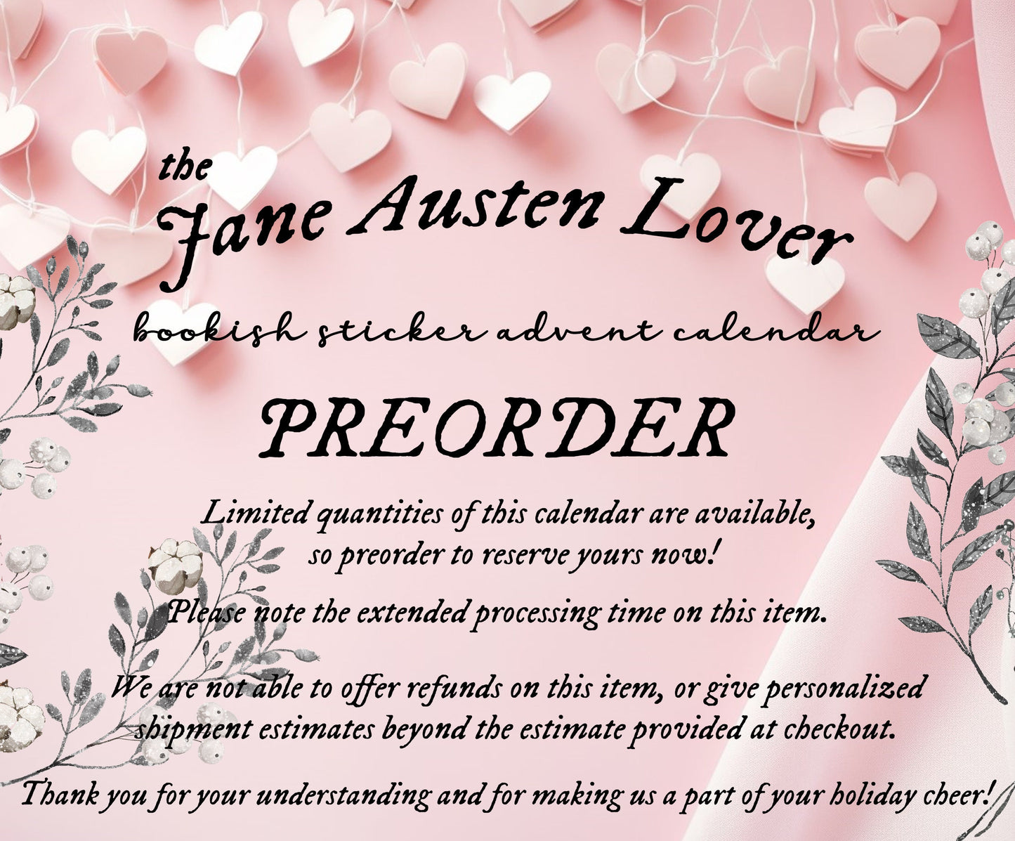 Jane Austen Valentins Bookish Sticker 12 Day Advent Calendar Best Gift Exchange Present Reader Teacher Librarian Bookish Sticker Lover