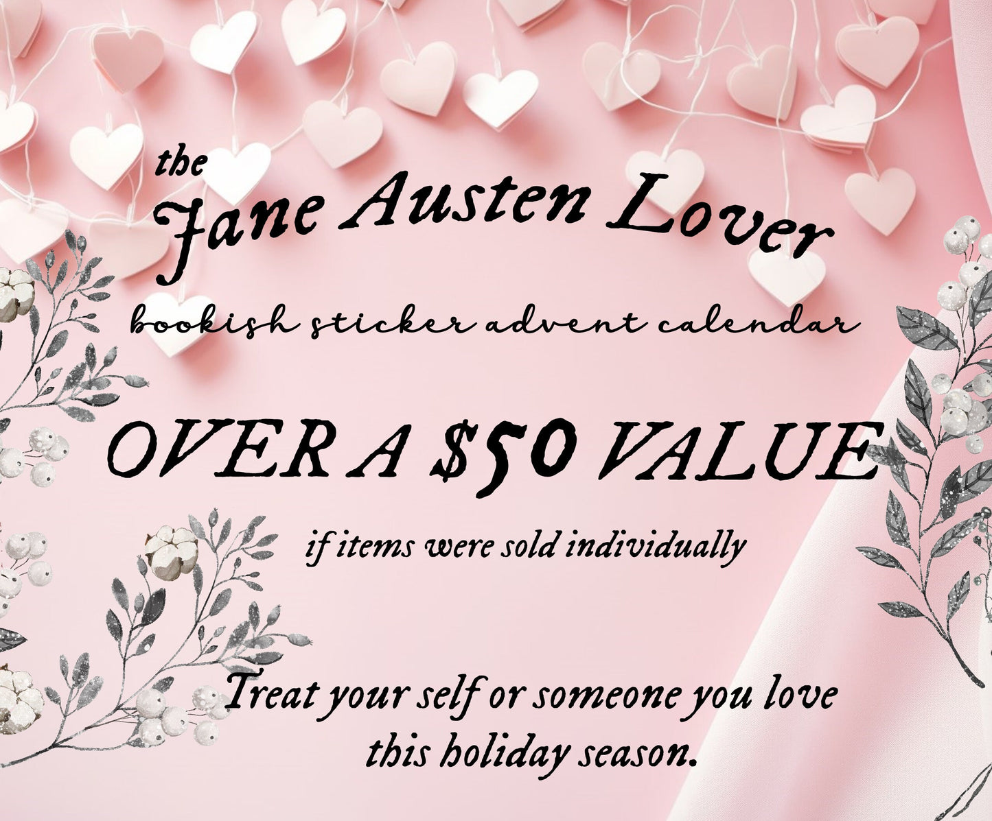 Jane Austen Valentins Bookish Sticker 12 Day Advent Calendar Best Gift Exchange Present Reader Teacher Librarian Bookish Sticker Lover