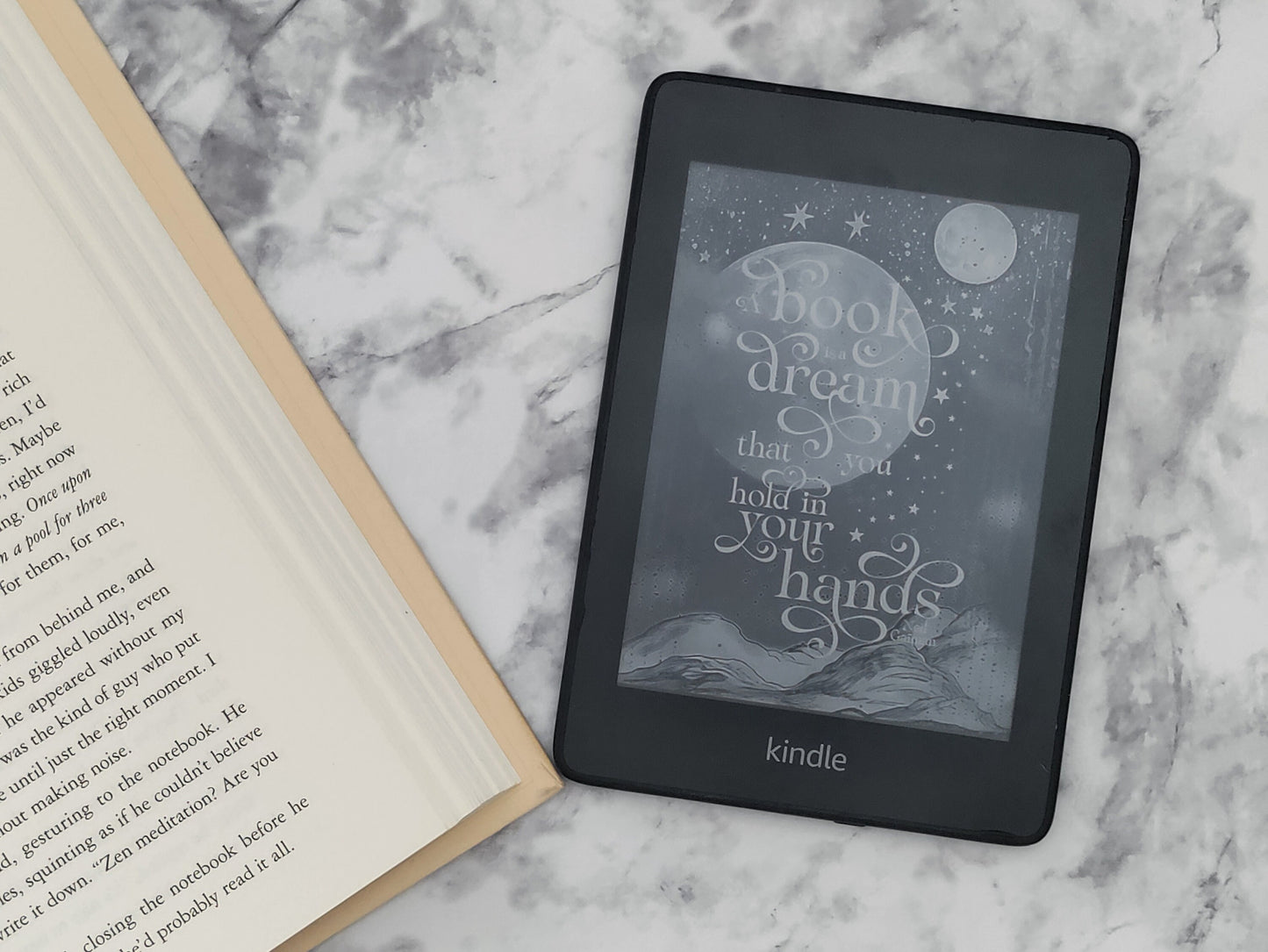 Book Dream Celestial Star Moon Lock Screen for use w Kindle EReader Custom Book Cover Librarian Retro Bookish Fantasy Reader Scifi Mythology