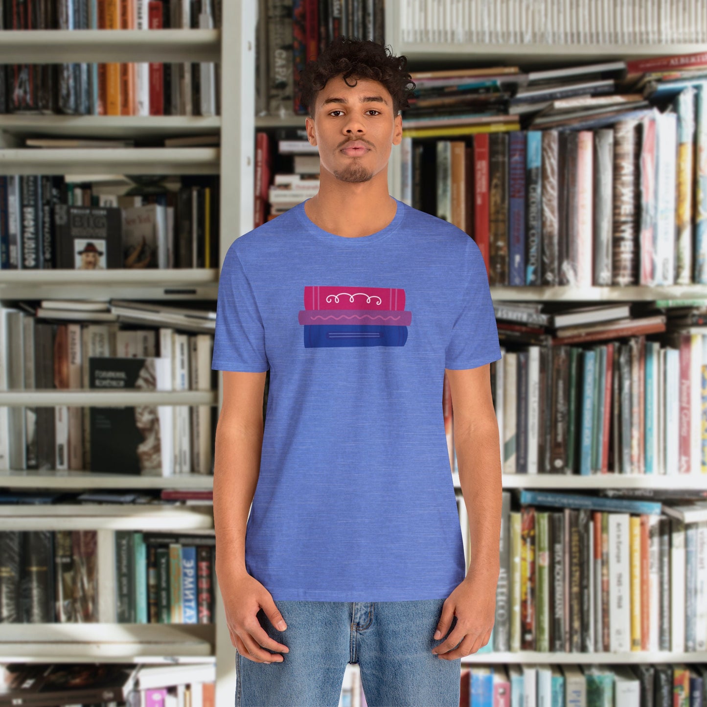 Subtle Bi Bookstack Tshirt for Reader Pride Month Read Banned Queer Books Librarian Tee Bisexual Romance Novel