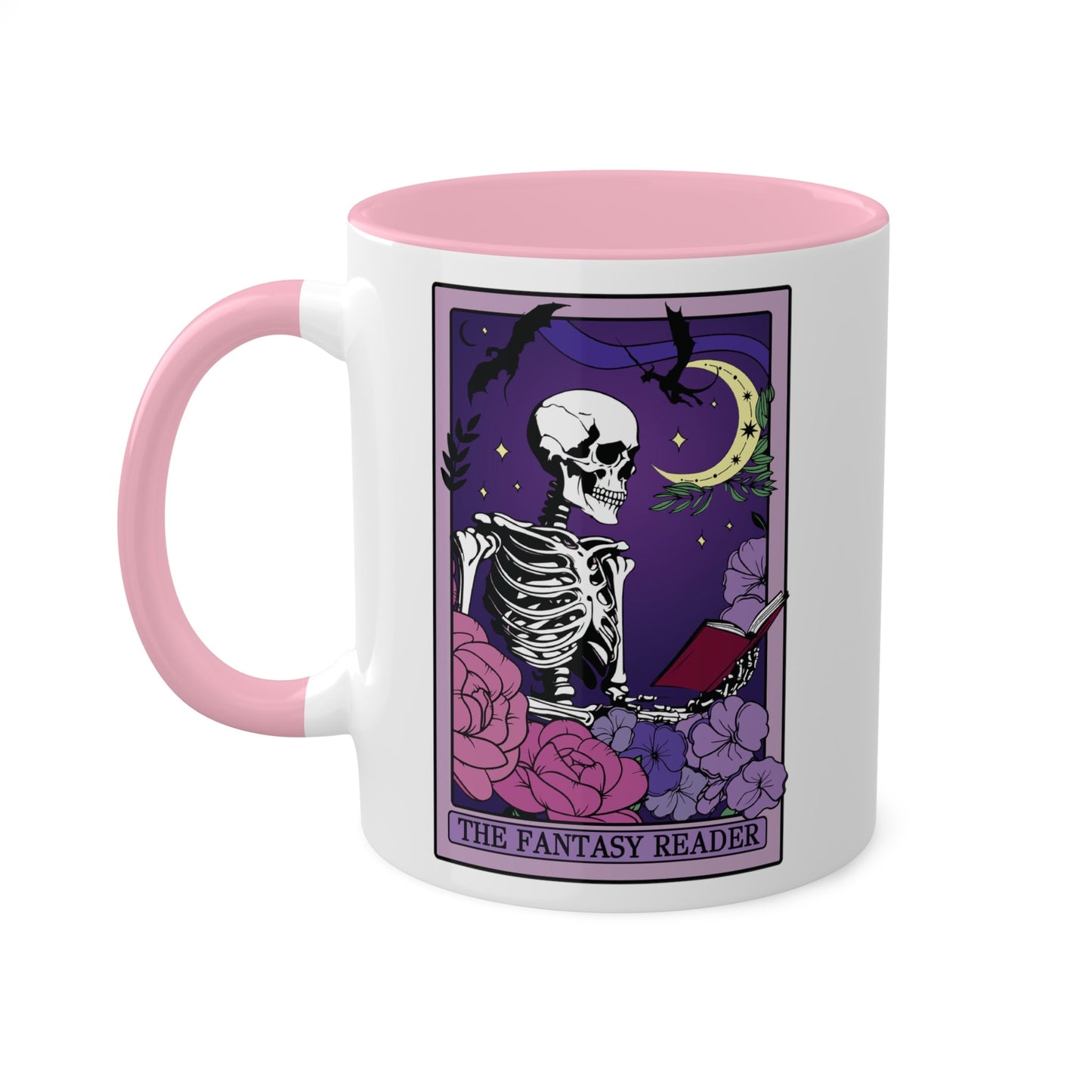 Copy of The Romantasy Reader Tarot Card Mug Spooky Book Skeleton Sticker for Reader BookTok Tea Coffee Mug for Book Club Smut Reader