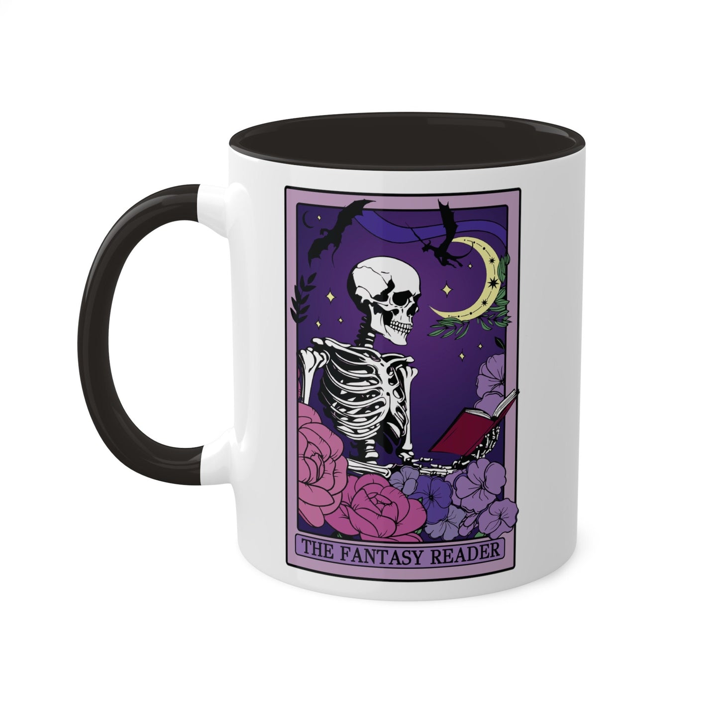 Copy of The Romantasy Reader Tarot Card Mug Spooky Book Skeleton Sticker for Reader BookTok Tea Coffee Mug for Book Club Smut Reader