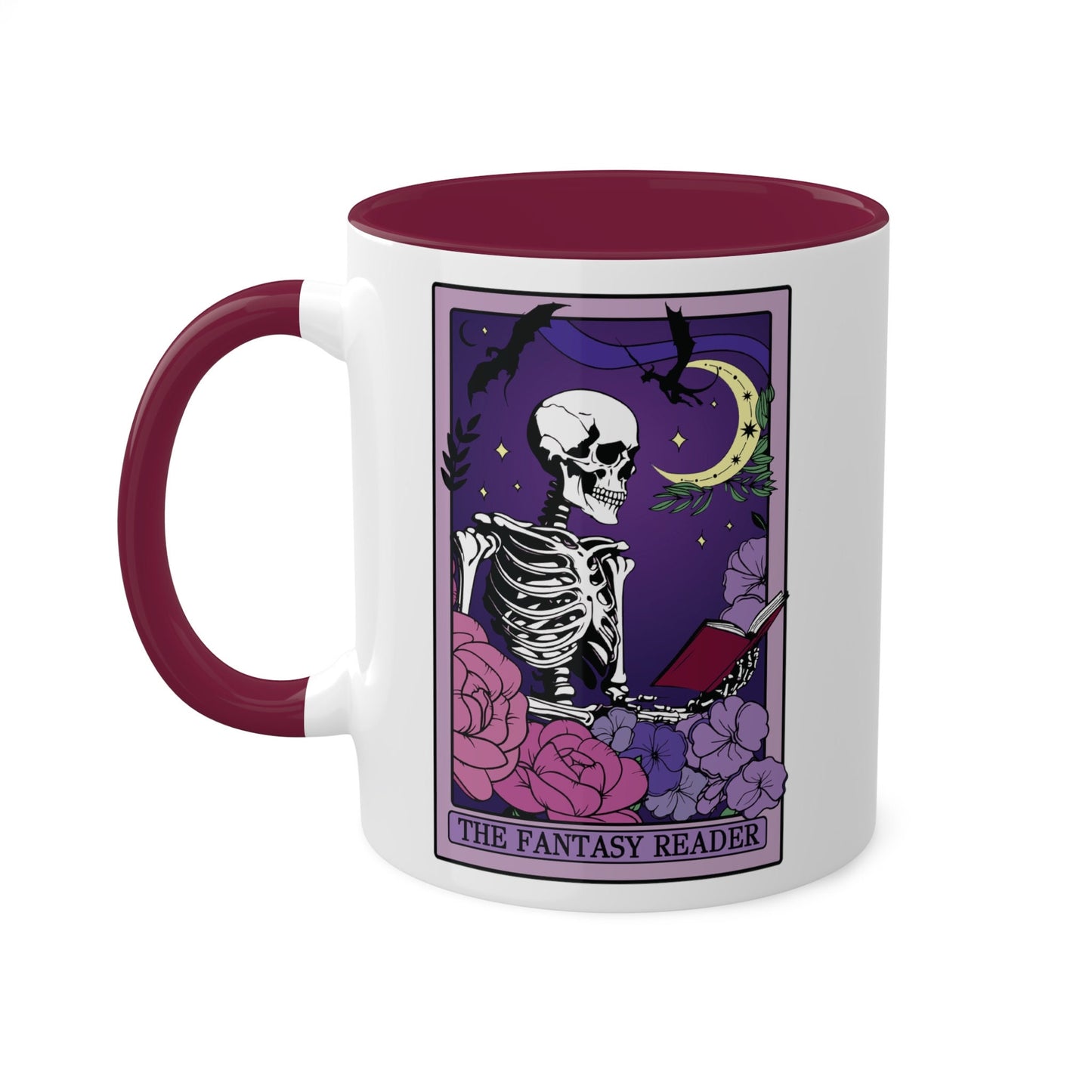 Copy of The Romantasy Reader Tarot Card Mug Spooky Book Skeleton Sticker for Reader BookTok Tea Coffee Mug for Book Club Smut Reader