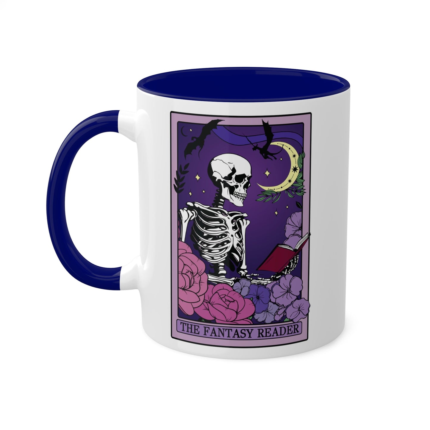 Copy of The Romantasy Reader Tarot Card Mug Spooky Book Skeleton Sticker for Reader BookTok Tea Coffee Mug for Book Club Smut Reader