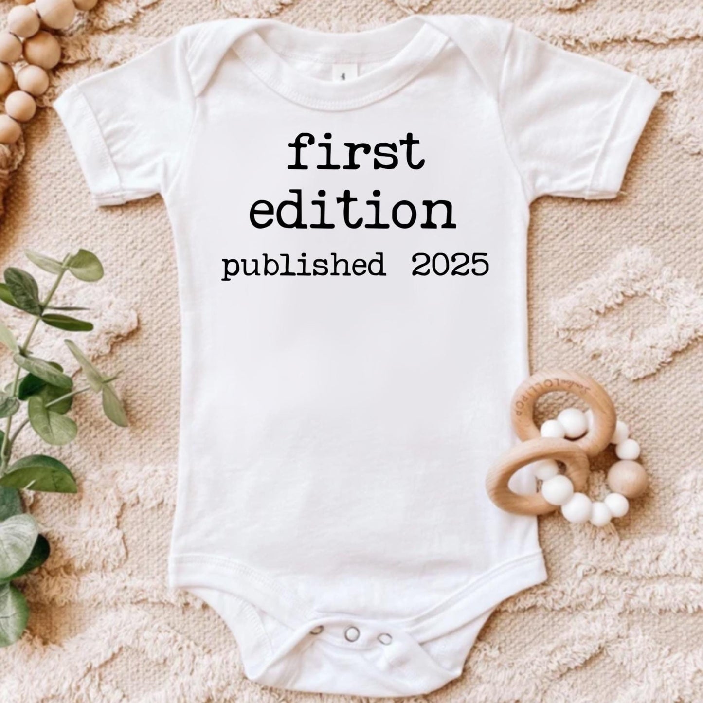 First Edition Custom Bookish Baby New 2024 Vintage Type Birth Announcement Idea for Librarian Writer Teacher Baby Shower Gift Bibliophile