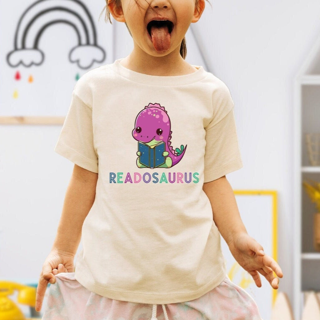 Readosaurus Toddler Short Sleeve Tee Bookish Toddler Shirt for Book Club Friend Learn to Read