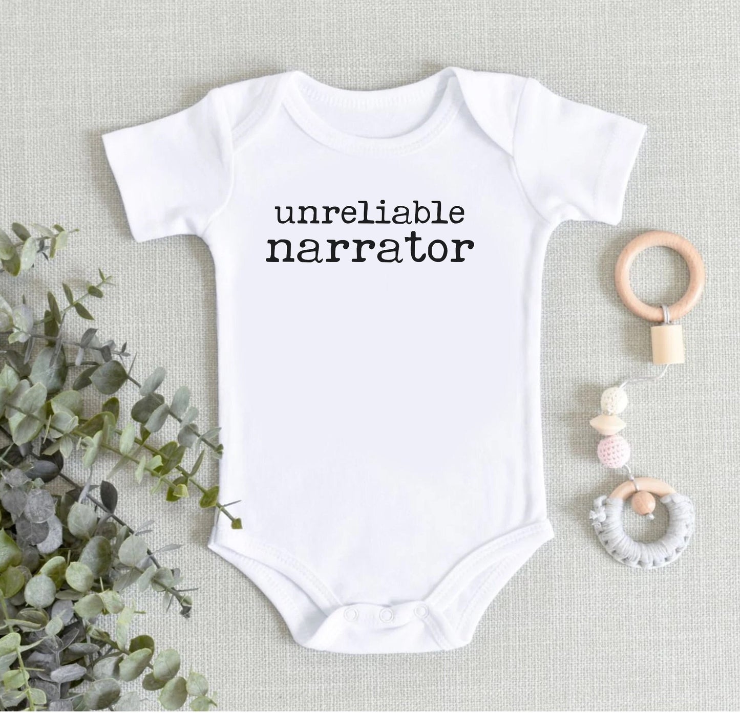 Unreliable Narrator Baby Gift for Reader Baby Shower Gift Funny Onesie Bookish Baby Minimalist Gender Neutral Baby Gift for Nerds Writer