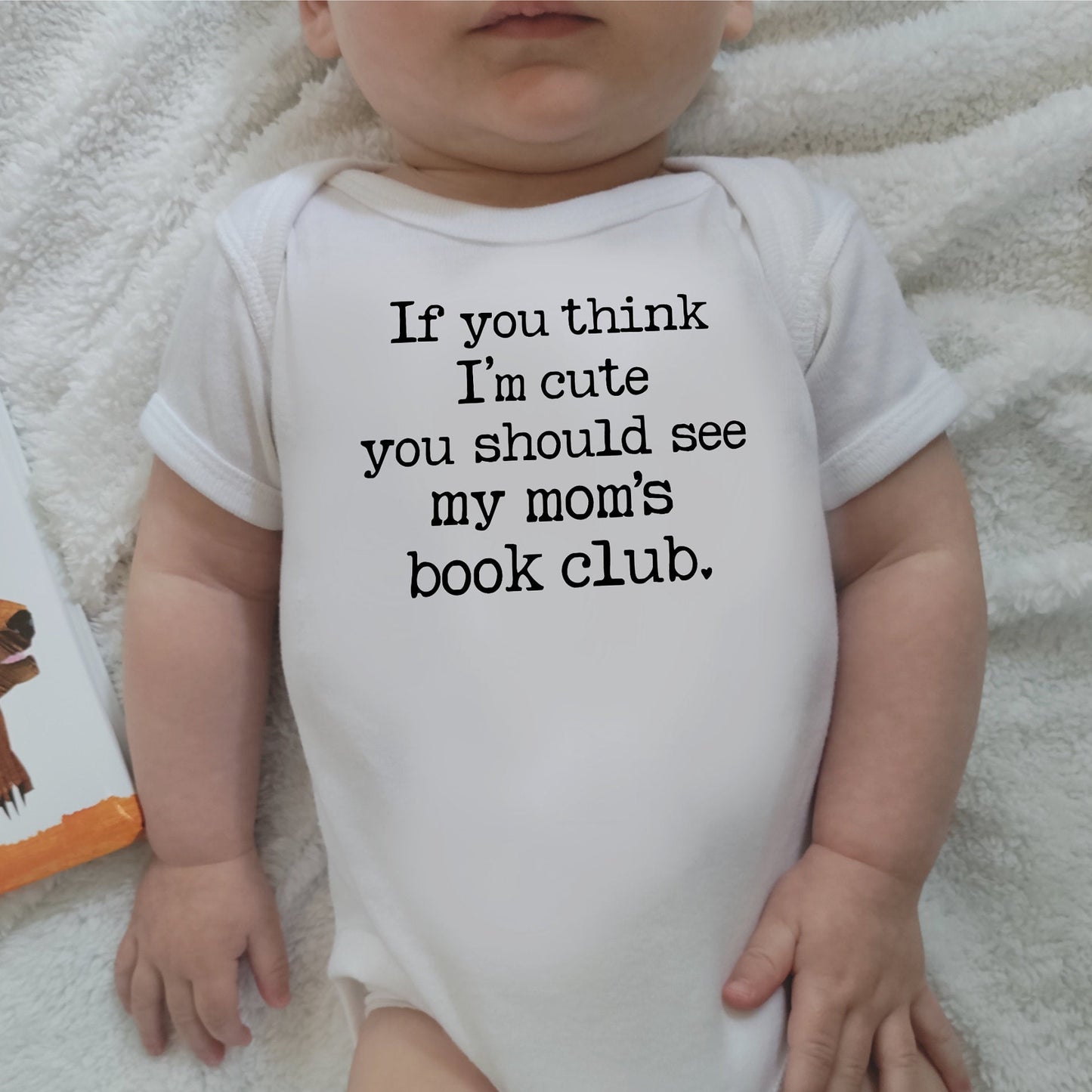 Cute Mom's Book Club Literary Baby Outfit for Bookish Baby Shower Newest Book Club Member Gift for Birth Announcement Writer Baby Onesie