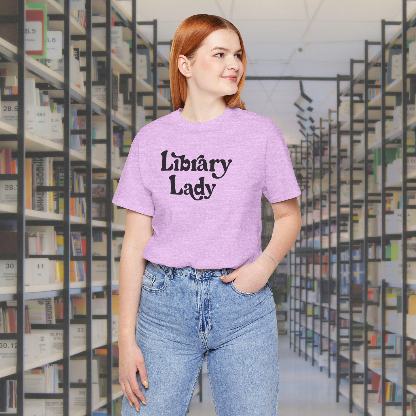 Library Lady Unisex Jersey Short Sleeve Tee for Librarian