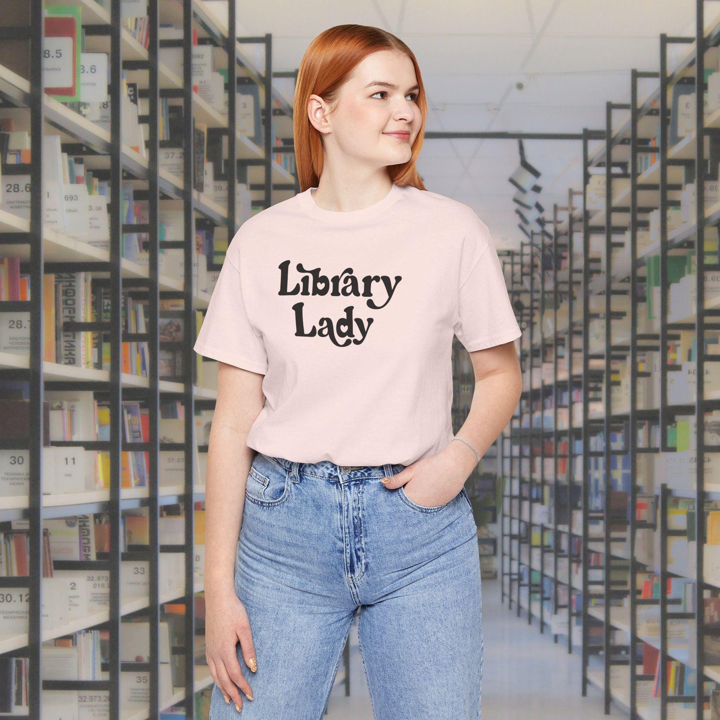 Library Lady Unisex Jersey Short Sleeve Tee for Librarian