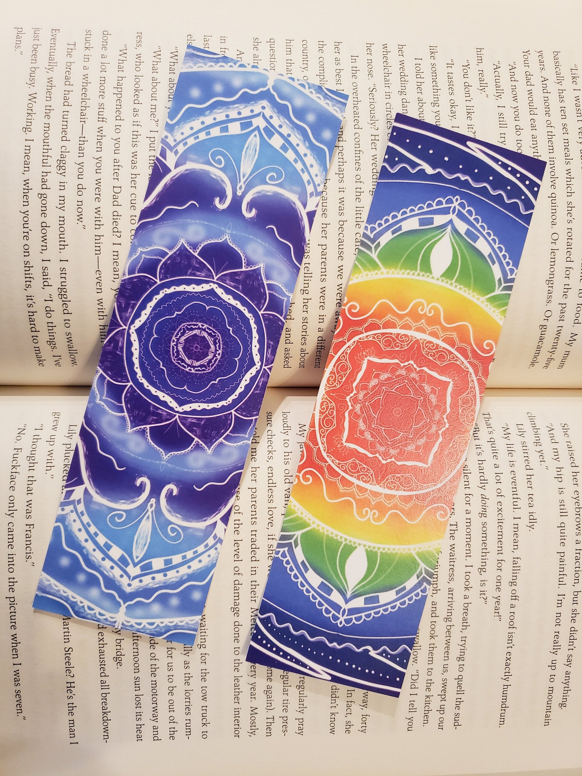 Mandala Bookmarks Beautiful Colorful Rainbow Bookmark Gift for Book Lovers Indigo Blue Bookmark Artistic Painted Book Mark for Bookstagram