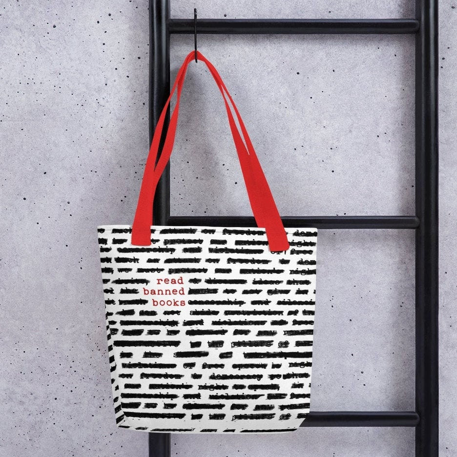 Banned Books Tote Bag | Gift for Readers Bookish Humor Bookstagram Librarian Gift for Bibliophiles Book Bag Bookish Library Tote