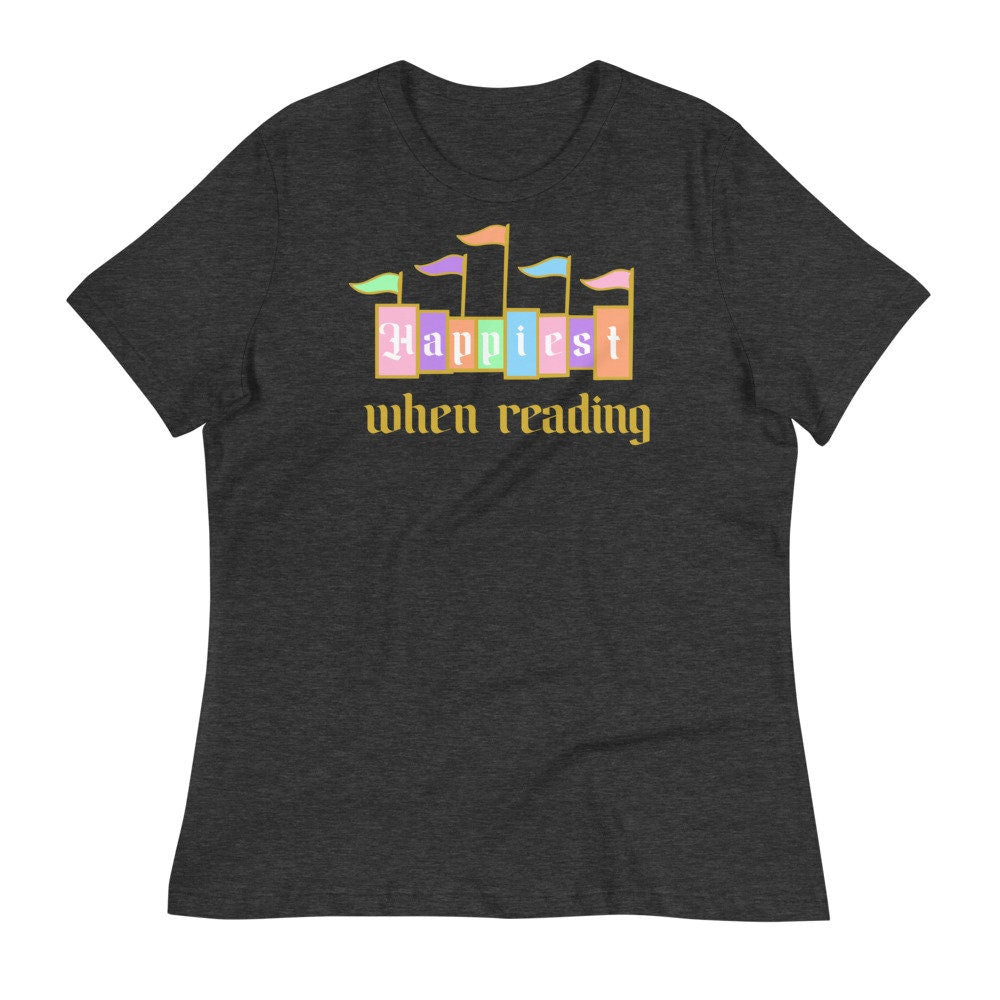 Happiest When Reading Colorful Bookish Happy Place on Earth Shirt for Librarians and Booksellers