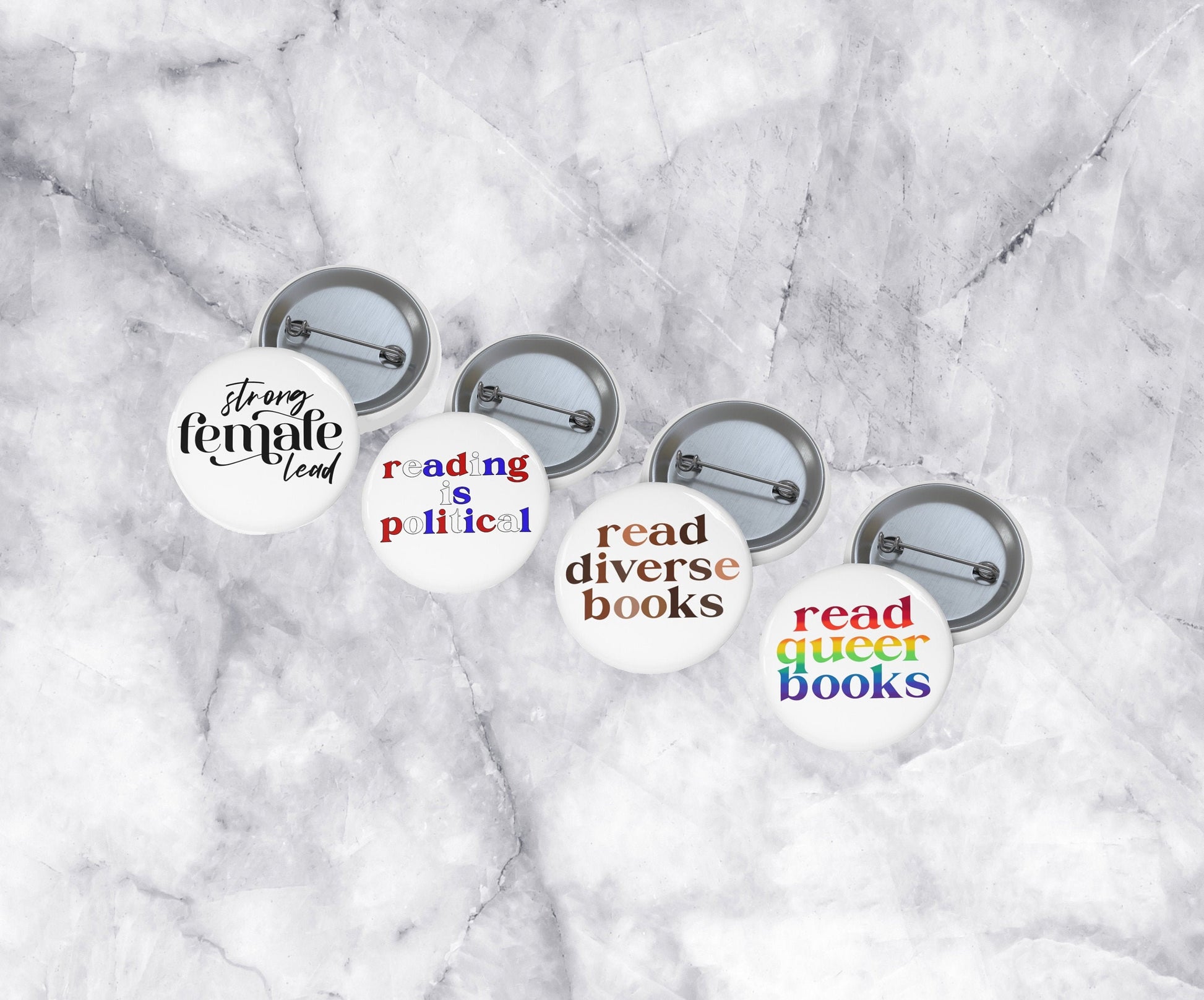 Reading Is Bookish Pin Buttons for Readers Bookworm Gift Under 5 Read Harder Feminist Reader Button for Diverse Reads Button Set for Readers