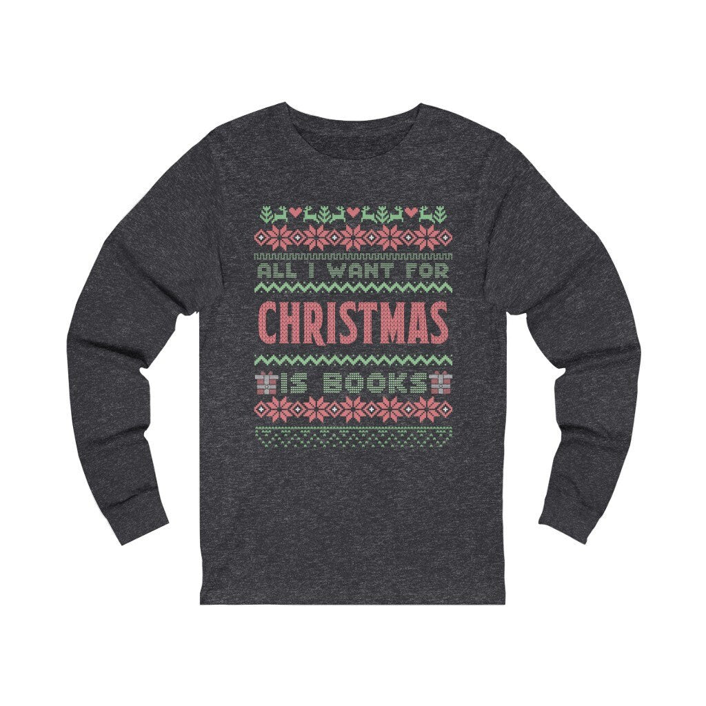 Bookish Christmas Ugly Christmas Sweater Tshirt for Librarian Bookish Friend Christmas Gift Funny Nerdy Tee for Teacher Reader Cute Holiday