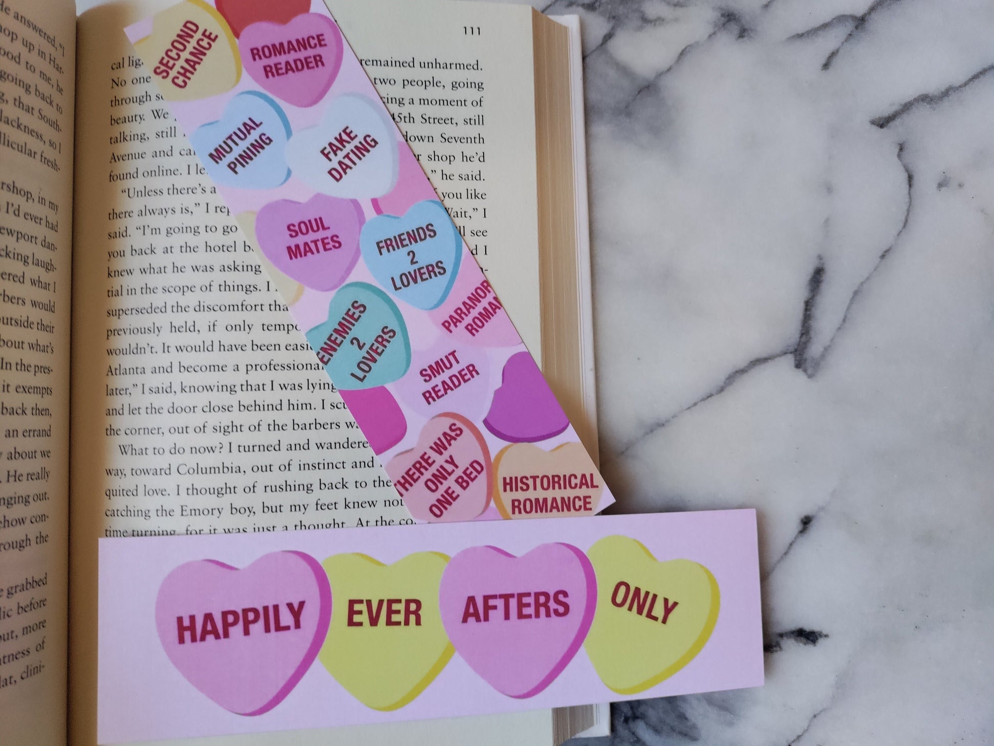 Happily Ever Afters Only Candy Heart Bookmark for Romance Reader Contemporary Romance Lover Bookish Valentines Day Gift Bookstagram Friend