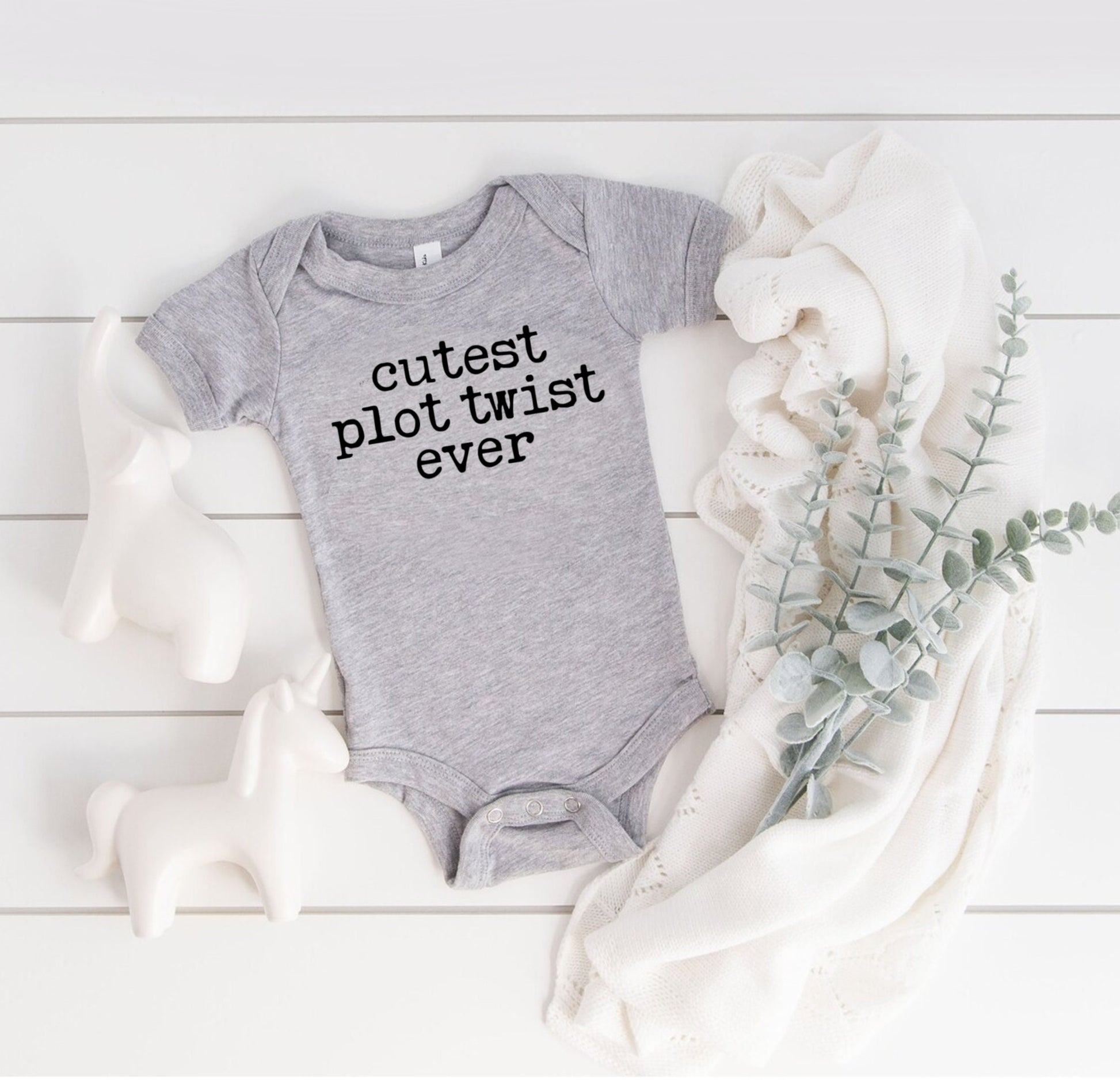 Cutest Plot Twist Ever Literary Baby Bodysuit for Reader Writer Author Surprise Baby Birth Announcement Funny