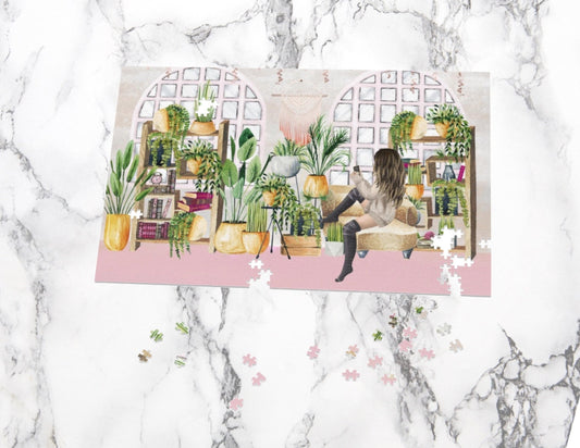 Botanical Bibliophile Jigsaw Puzzle 252, 500, 1000-Piece Gift for Reader Bookish Plant Mom Puzzle Birthday Present for Librarian Bookstagram