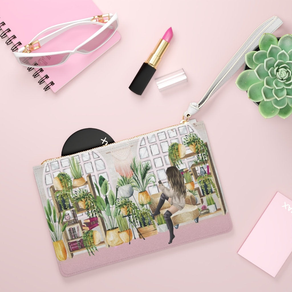 Botanical Bibliophile Plant Mom Reader Clutch Bag for Bookish Friend