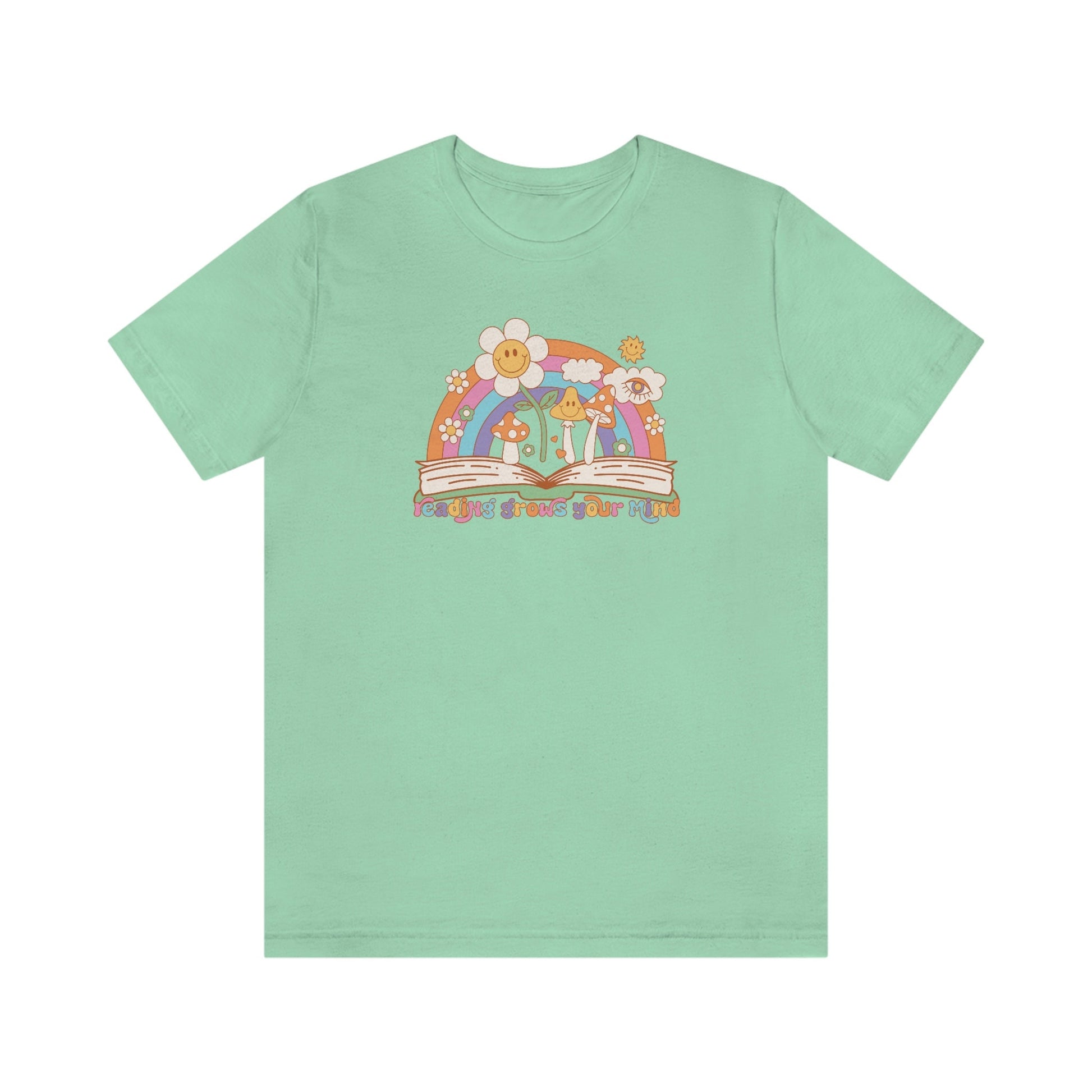 Reading Grows Your Mind Retro Bookish Shirt Unisex Jersey Short Sleeve Tee