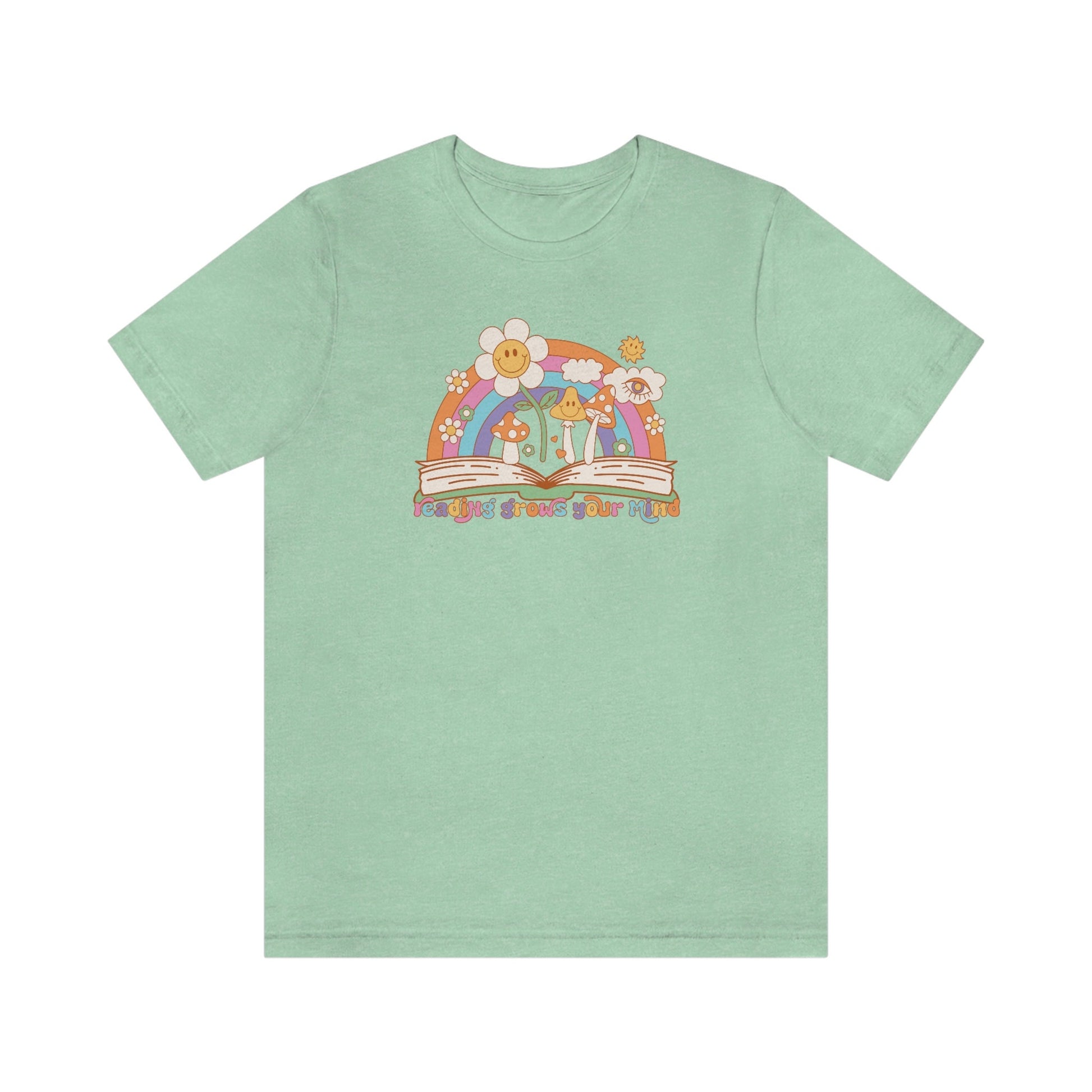 Reading Grows Your Mind Retro Bookish Shirt Unisex Jersey Short Sleeve Tee
