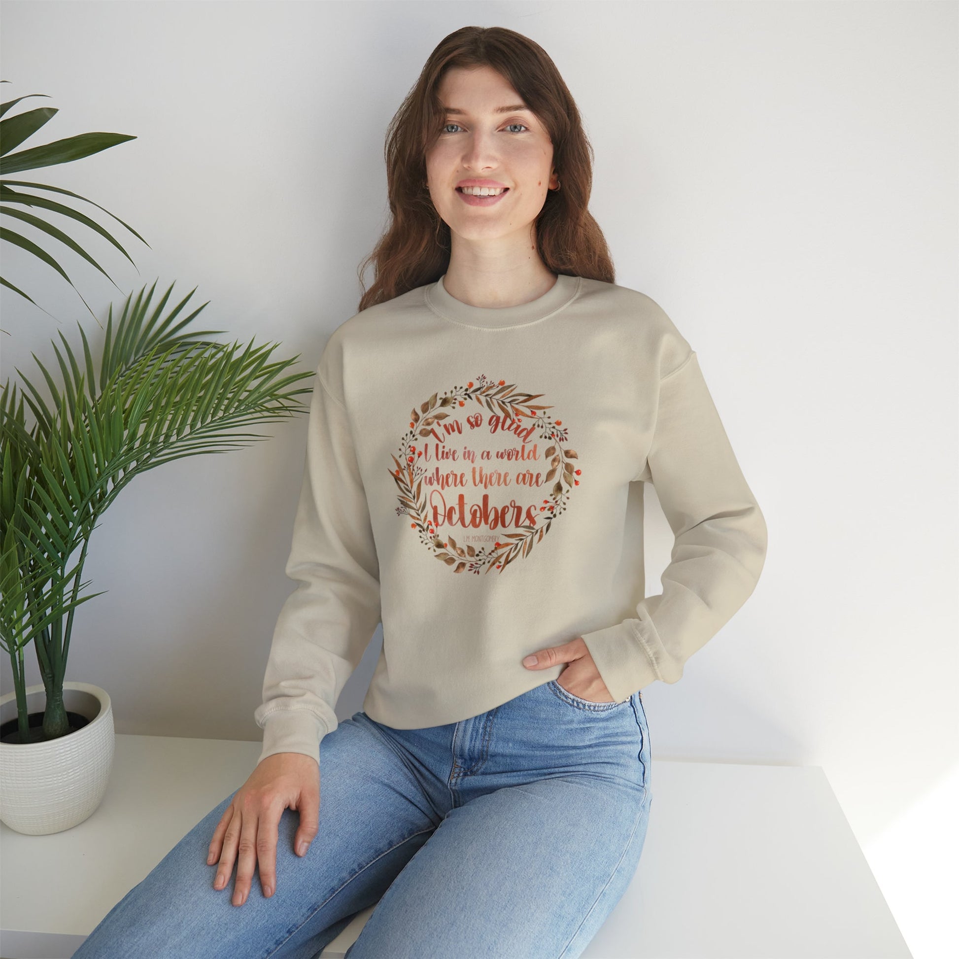 I'm So Glad I Live in a World Where There Are Octobers Fall Bookish Sweatshirt Autumn Reader Teacher Sweat shirt