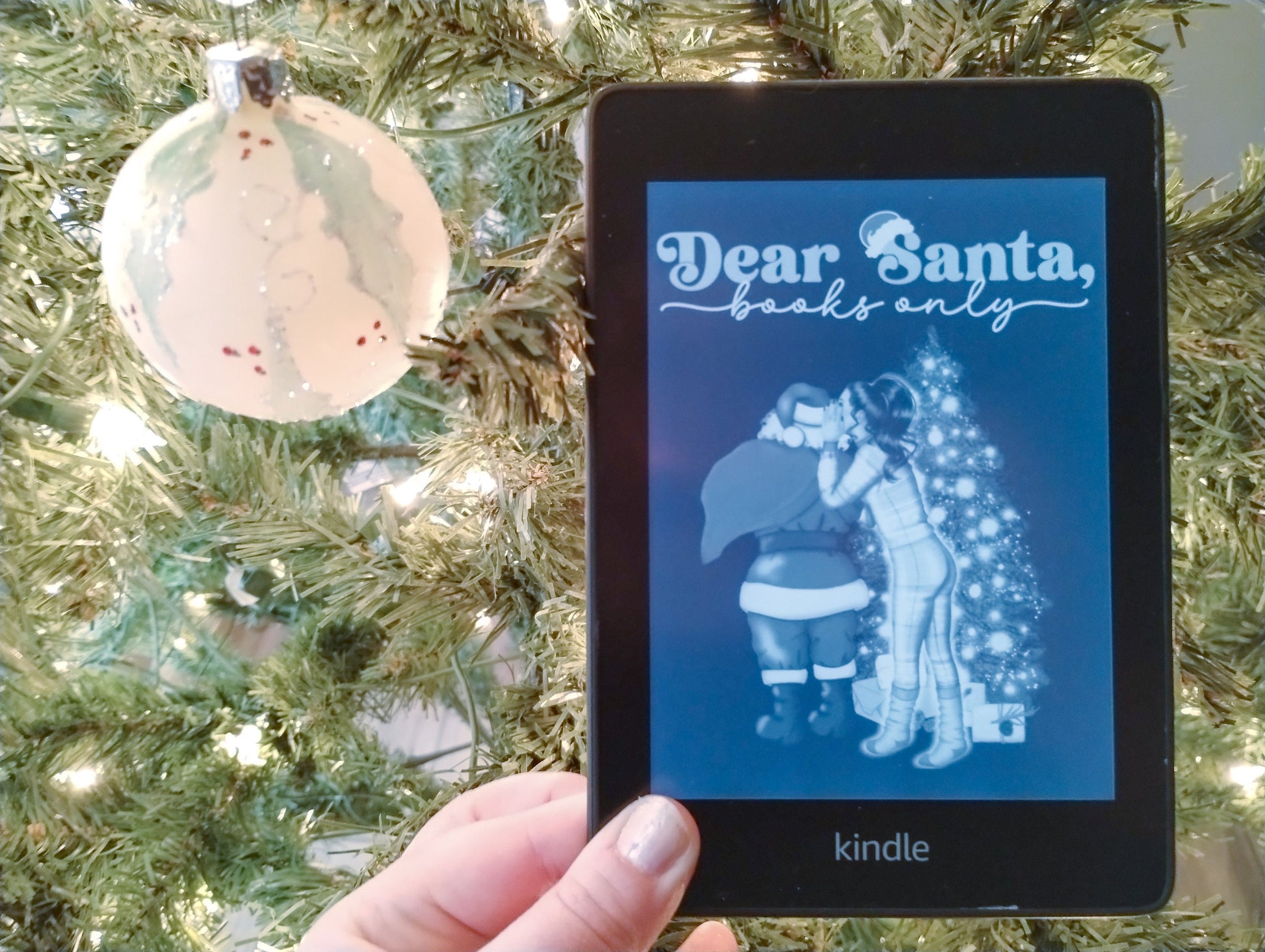 Dear Santa, Books Only Holiday Christmas Bookmas Lock Screen for use w Kindle EReader Custom Book Cover Bookstagram Librarian Retro Bookish