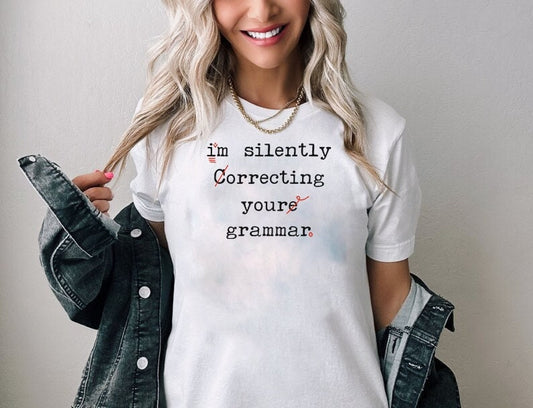 Silently Correcting Your Grammar Funny Proofreading Edit Shirt English Teacher Creative Writing Grammar Word Nerd Tshirt Writer Author Tee