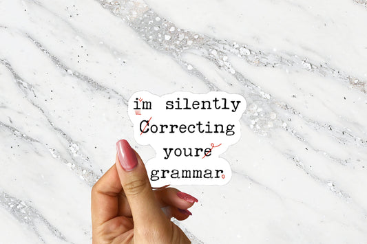 Silently Correcting Your Grammar English Teacher Sticker for Back to School Gift Teach Bad Grammar Under 5 Cute Laptop Water Bottle Planner