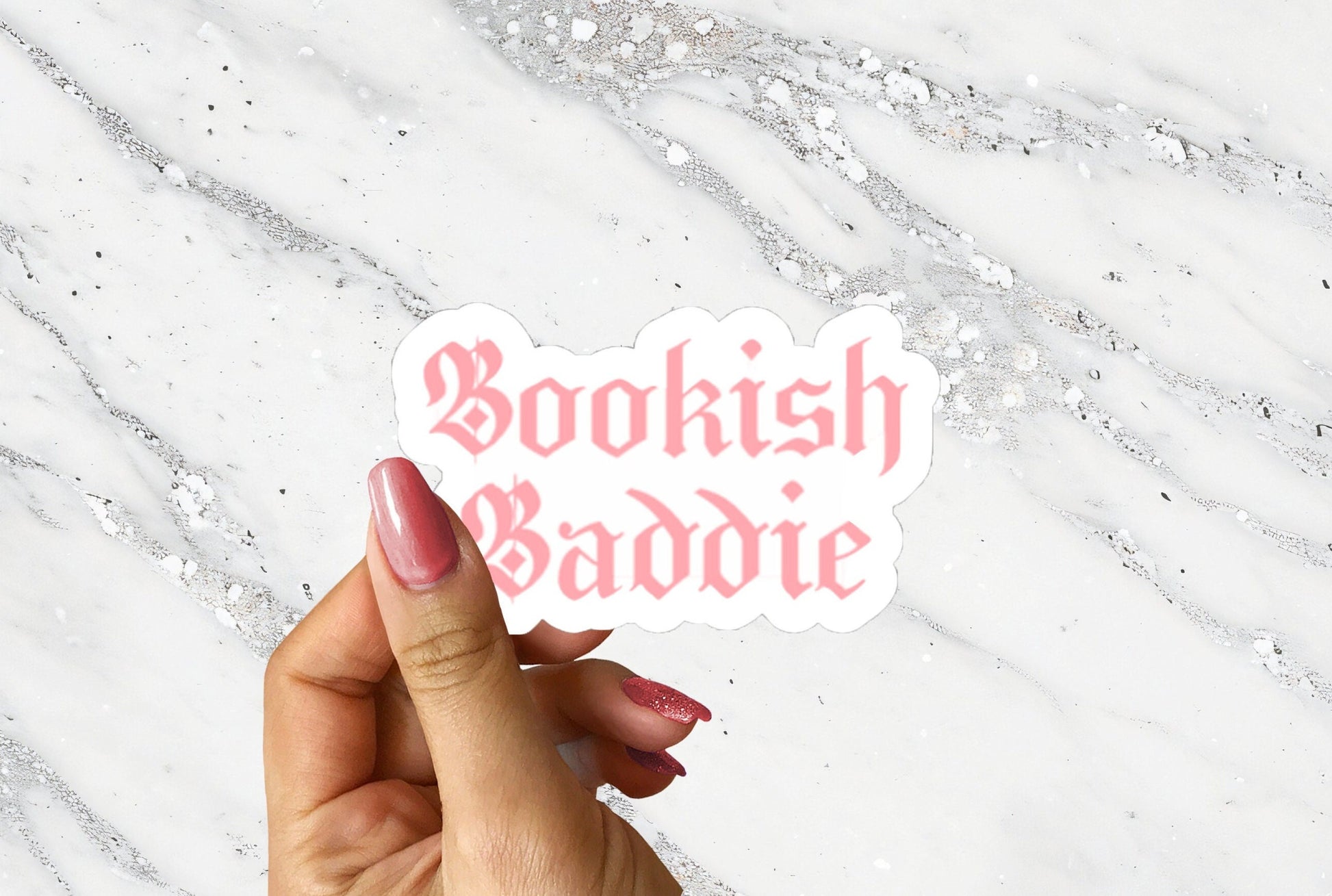 Pink Bookish Baddie Reader Funny Sticker for Bibliophile Bookstagram Friend Booktok Cute Nerdy Bookish Sticker for Book Cart Reading Journal