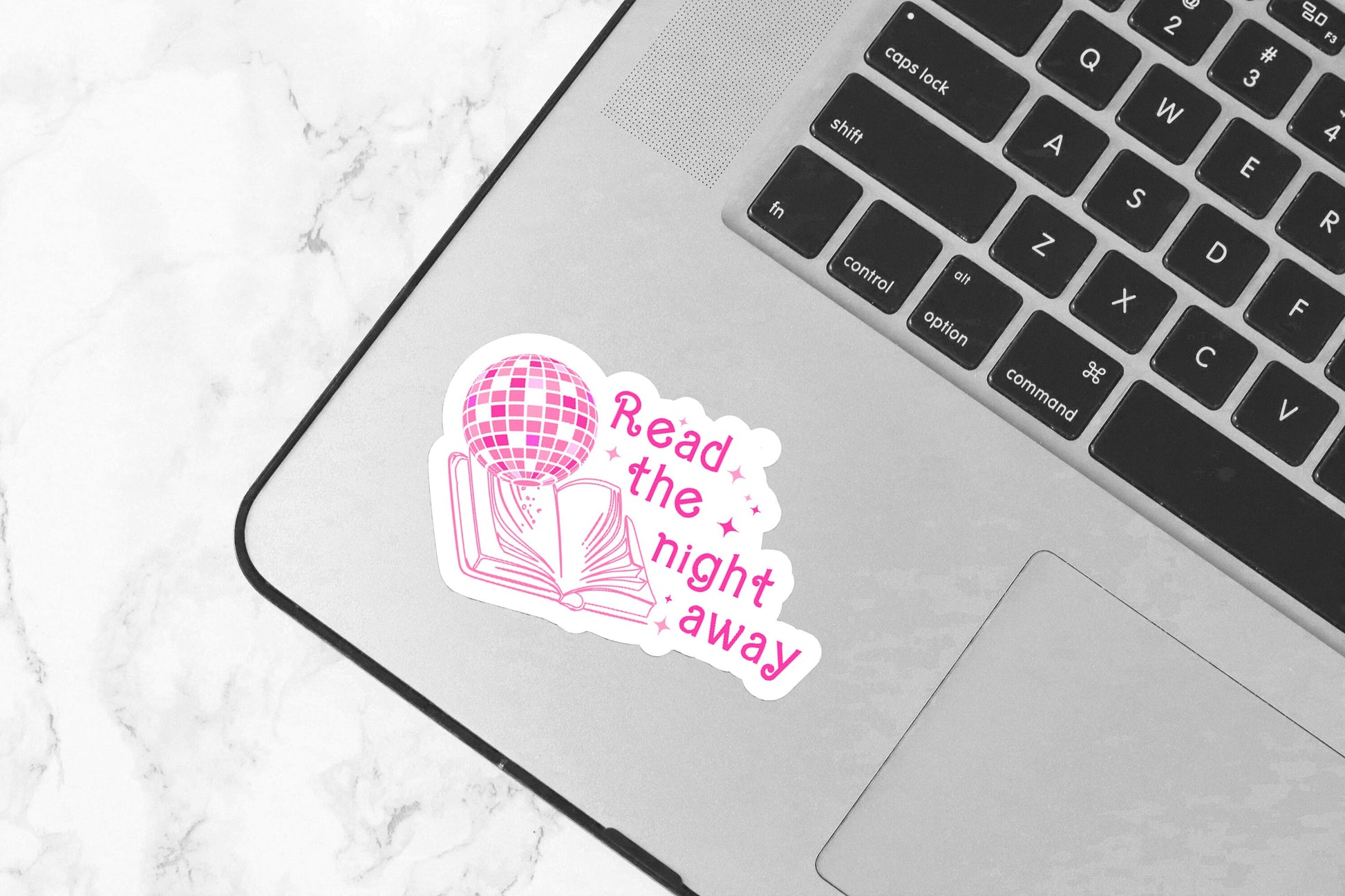 Read the Night Away Pink Disco Bookish Retro Y2k Sticker for Readers Cute Nerdy Sticker Journal Book Cart Sticker Planner Librarian Teacher