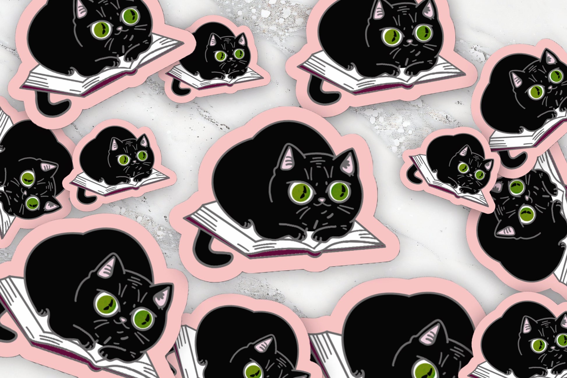 Kitty on Book Pink Bookish Sticker for Readers Cute Bookish Sticker for Book Cart Reading Journal Hydroflask Sticker Cat Lover Sticker Gift