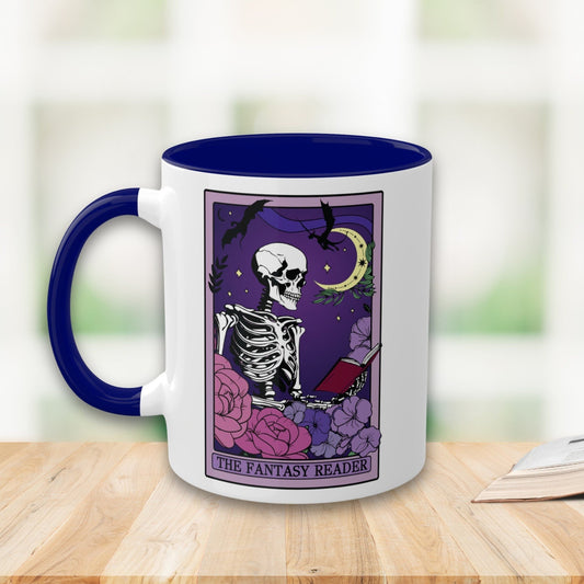 Copy of The Romantasy Reader Tarot Card Mug Spooky Book Skeleton Sticker for Reader BookTok Tea Coffee Mug for Book Club Smut Reader