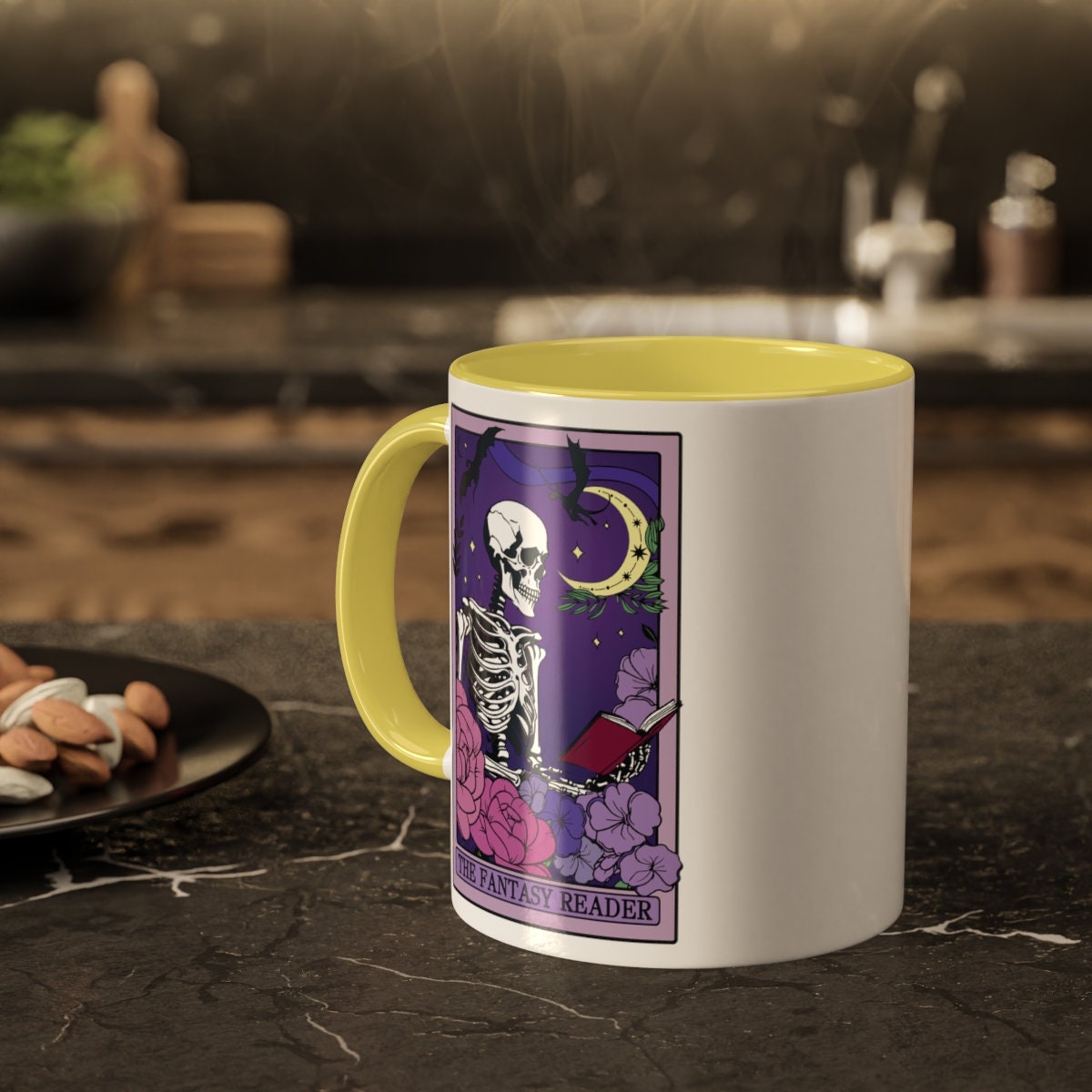 Copy of The Romantasy Reader Tarot Card Mug Spooky Book Skeleton Sticker for Reader BookTok Tea Coffee Mug for Book Club Smut Reader