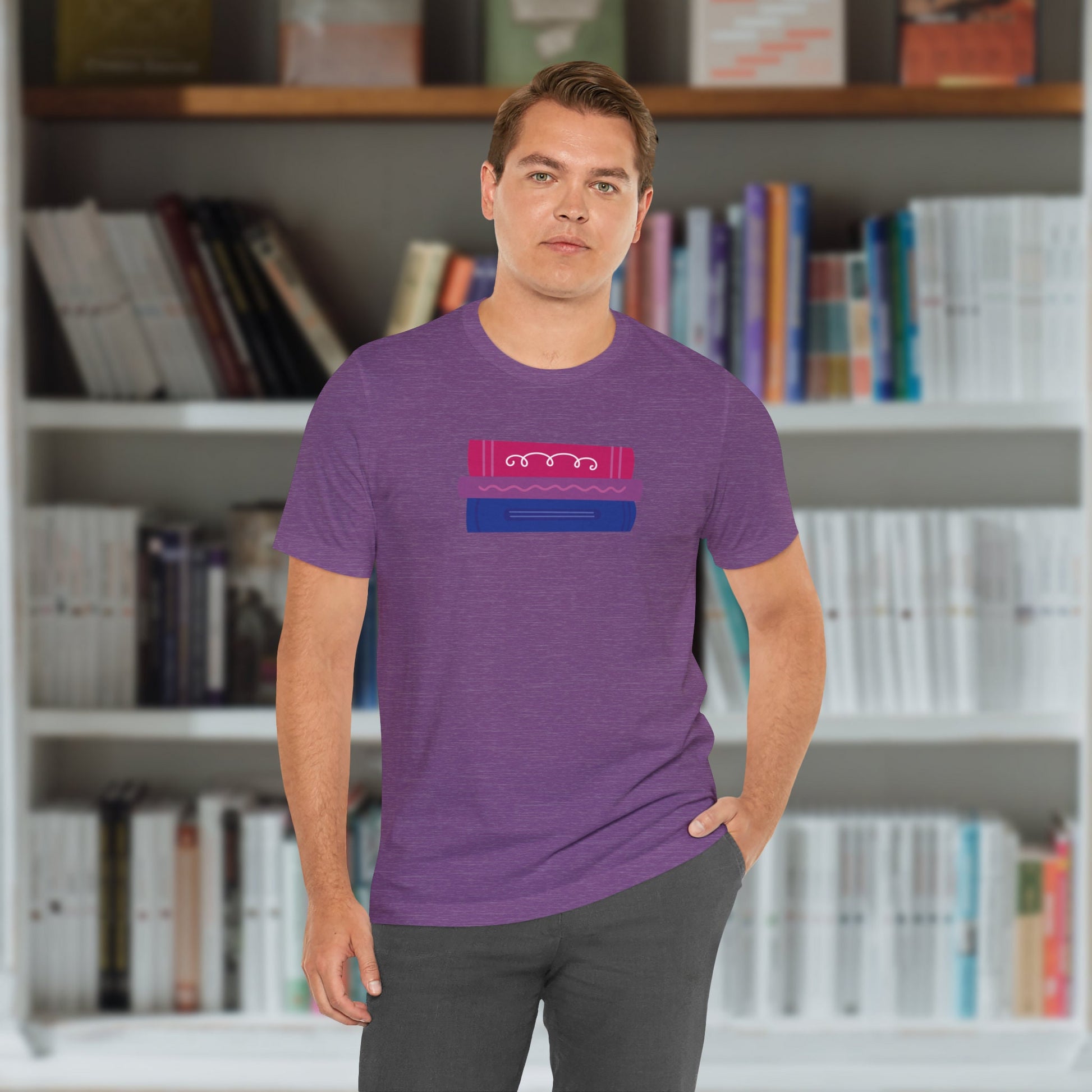 Subtle Bi Bookstack Tshirt for Reader Pride Month Read Banned Queer Books Librarian Tee Bisexual Romance Novel