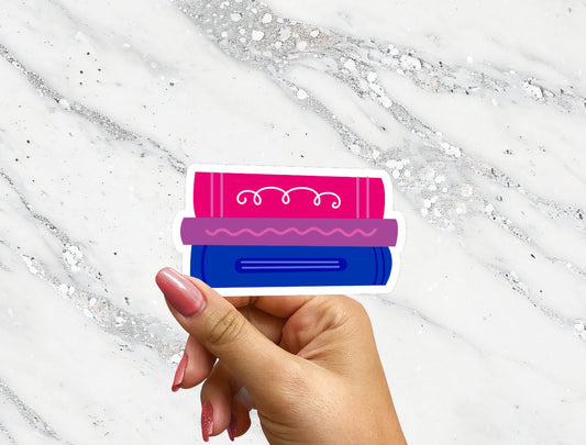 Subtle Bisexual Books Sticker for Readers Read Bi Books Pride Month Bookish Sticker for Water Bottle Reader Laptop Sticker