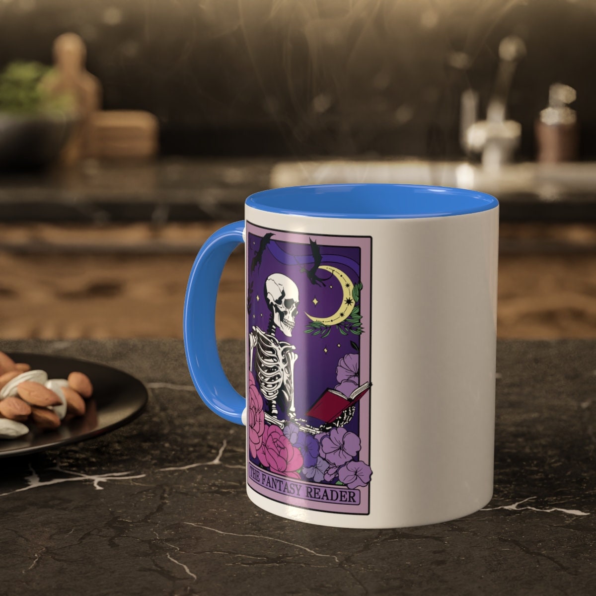 Copy of The Romantasy Reader Tarot Card Mug Spooky Book Skeleton Sticker for Reader BookTok Tea Coffee Mug for Book Club Smut Reader