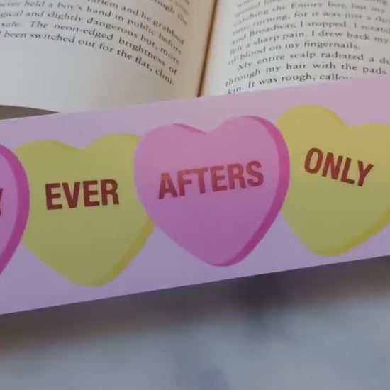 Happily Ever Afters Only Candy Heart Bookmark for Romance Reader Contemporary Romance Lover Bookish Valentines Day Gift Bookstagram Friend