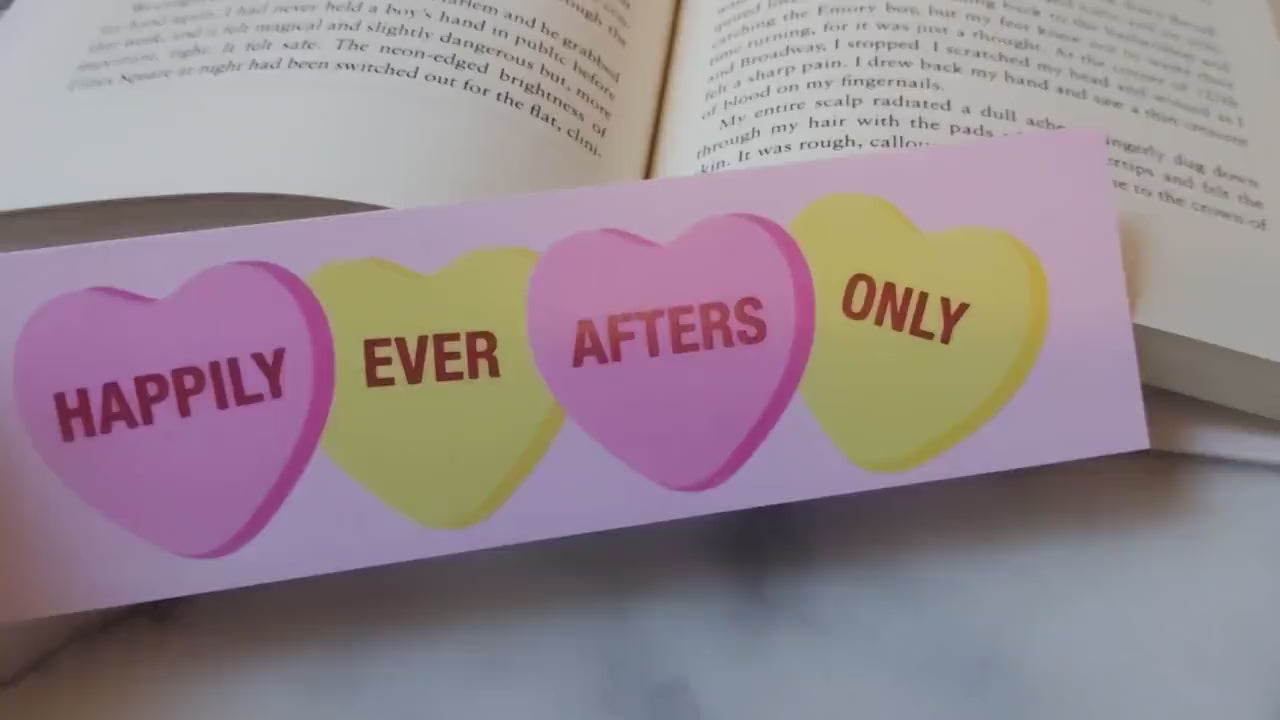 Happily Ever Afters Only Candy Heart Bookmark for Romance Reader Contemporary Romance Lover Bookish Valentines Day Gift Bookstagram Friend