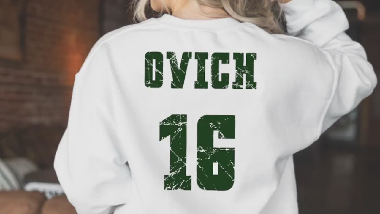 Bookish Beartown Benji Ovich Jersey Unisex Heavy Blend Crewneck Sweatshirt Bear town Logo Front and Number 16 Back