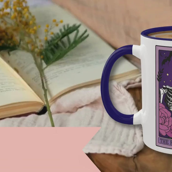 Copy of The Romantasy Reader Tarot Card Mug Spooky Book Skeleton Sticker for Reader BookTok Tea Coffee Mug for Book Club Smut Reader