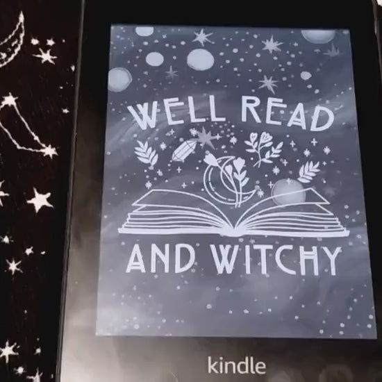 Well Read and Witchty Halloween Spooky Skeleton Lock Screen for use w Kindle EReader Custom Book Cover Bookstagram Librarian Retro Bookish