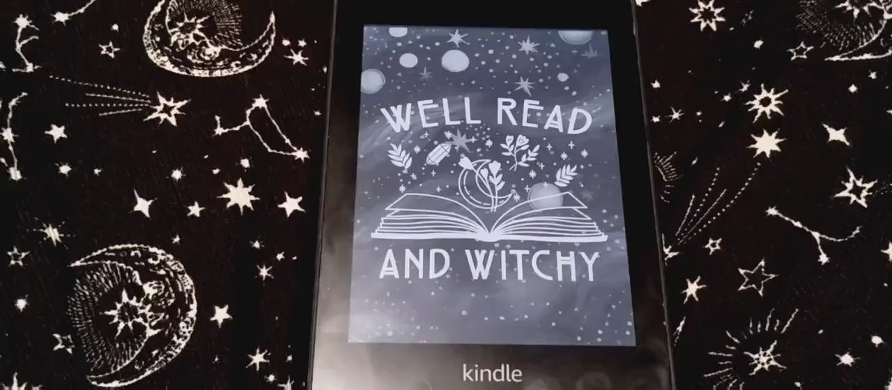 Well Read and Witchty Halloween Spooky Skeleton Lock Screen for use w Kindle EReader Custom Book Cover Bookstagram Librarian Retro Bookish