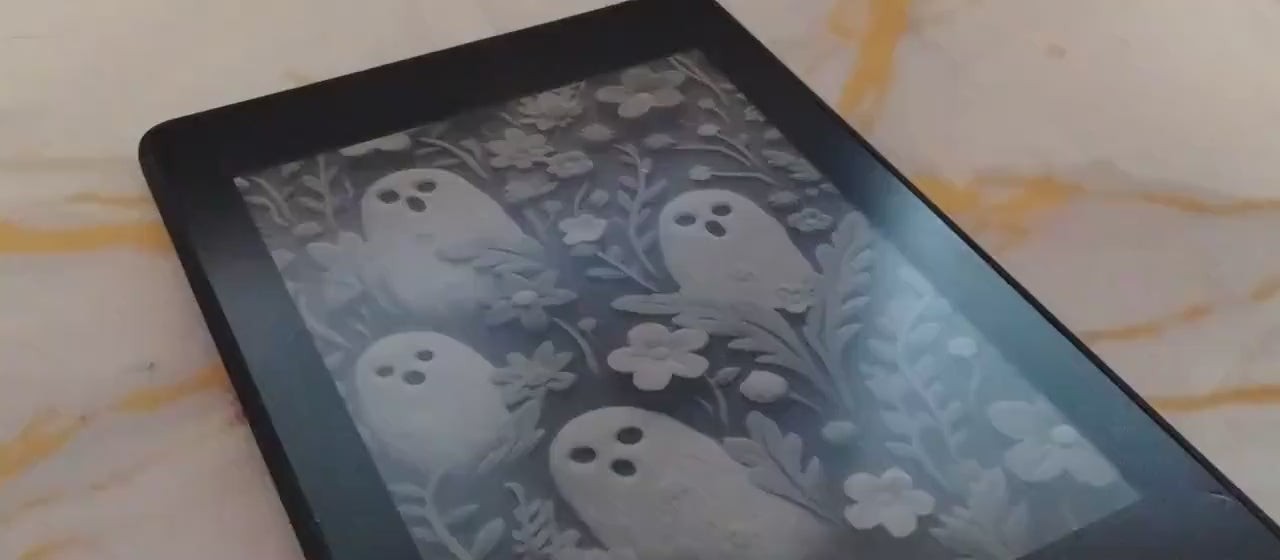 Ghosts and Flowers Soft Pastel Goth Witchy Lock Screen for use w Kindle EReader Custom Book Cover Bookstagram Bookish Spooky Book Lover